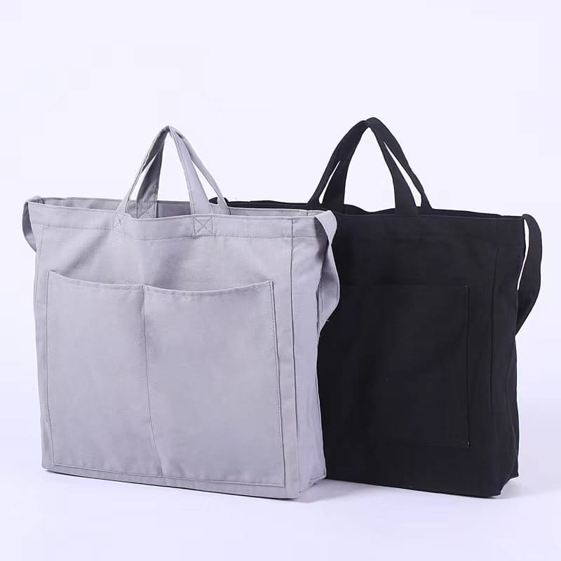 Canvas Tote Bag with Pocket Design