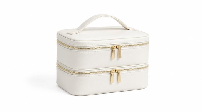 Double Layer Makeup Bag A double-layer makeup bag showing two compartments