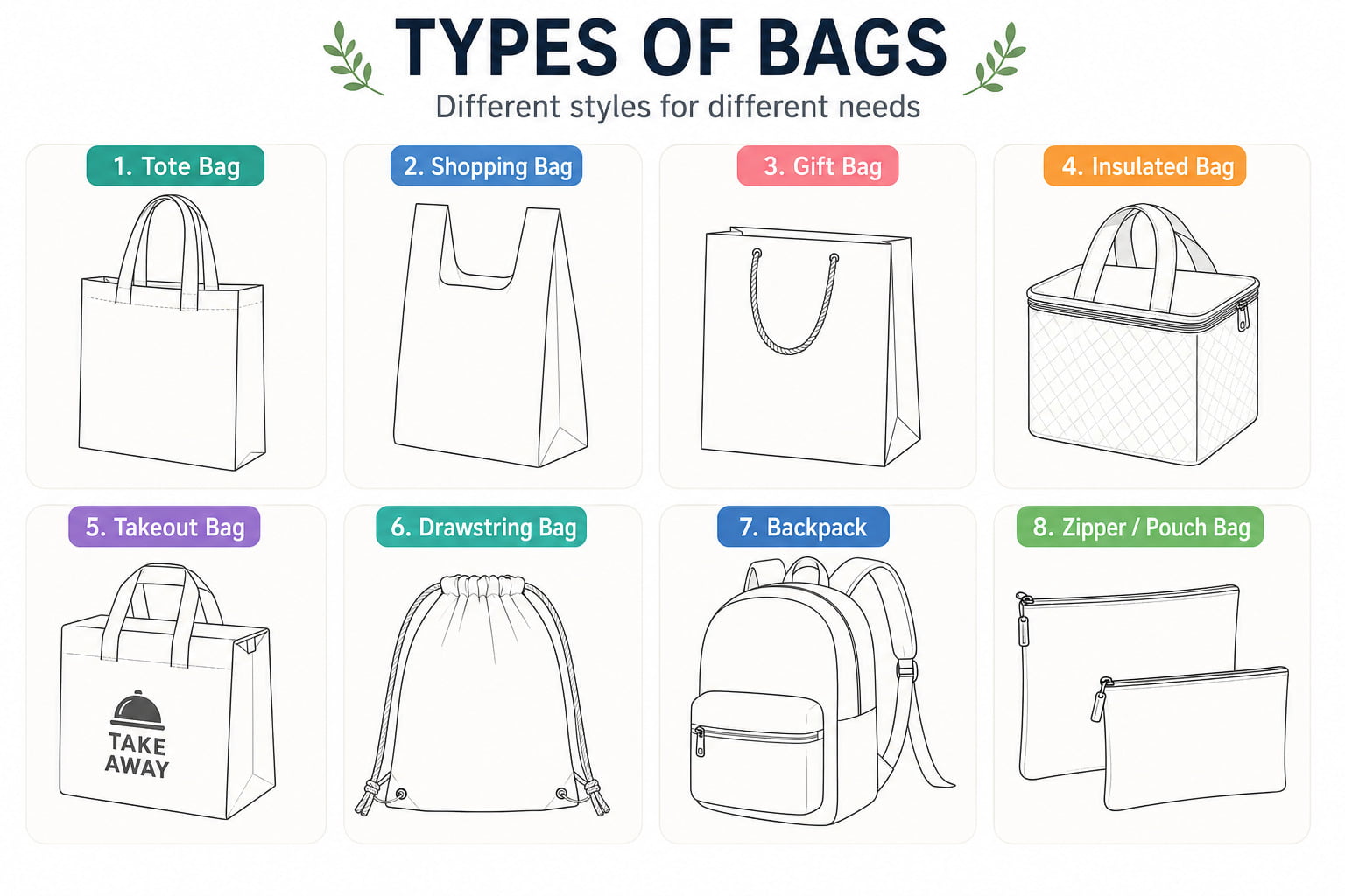 Cotton bag customization styles -- pockets, closures, handles