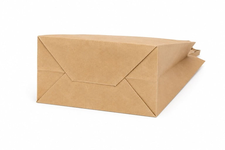 Stress concentration at the folded bottom of a traditional paper bag