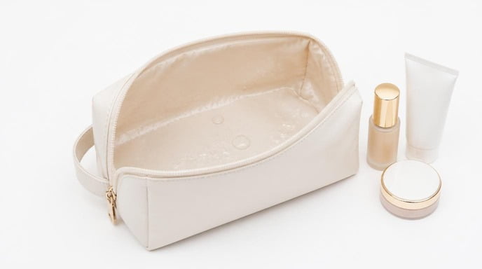 Waterproof Makeup Bag A waterproof cosmetic bag with spill-resistant lining