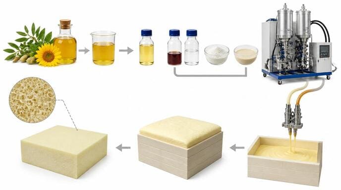 Diagram showing plant oils being used in PU foam production