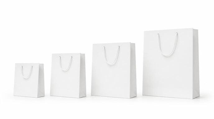 Common shopping bag sizes include small, medium, large, and extra-large options