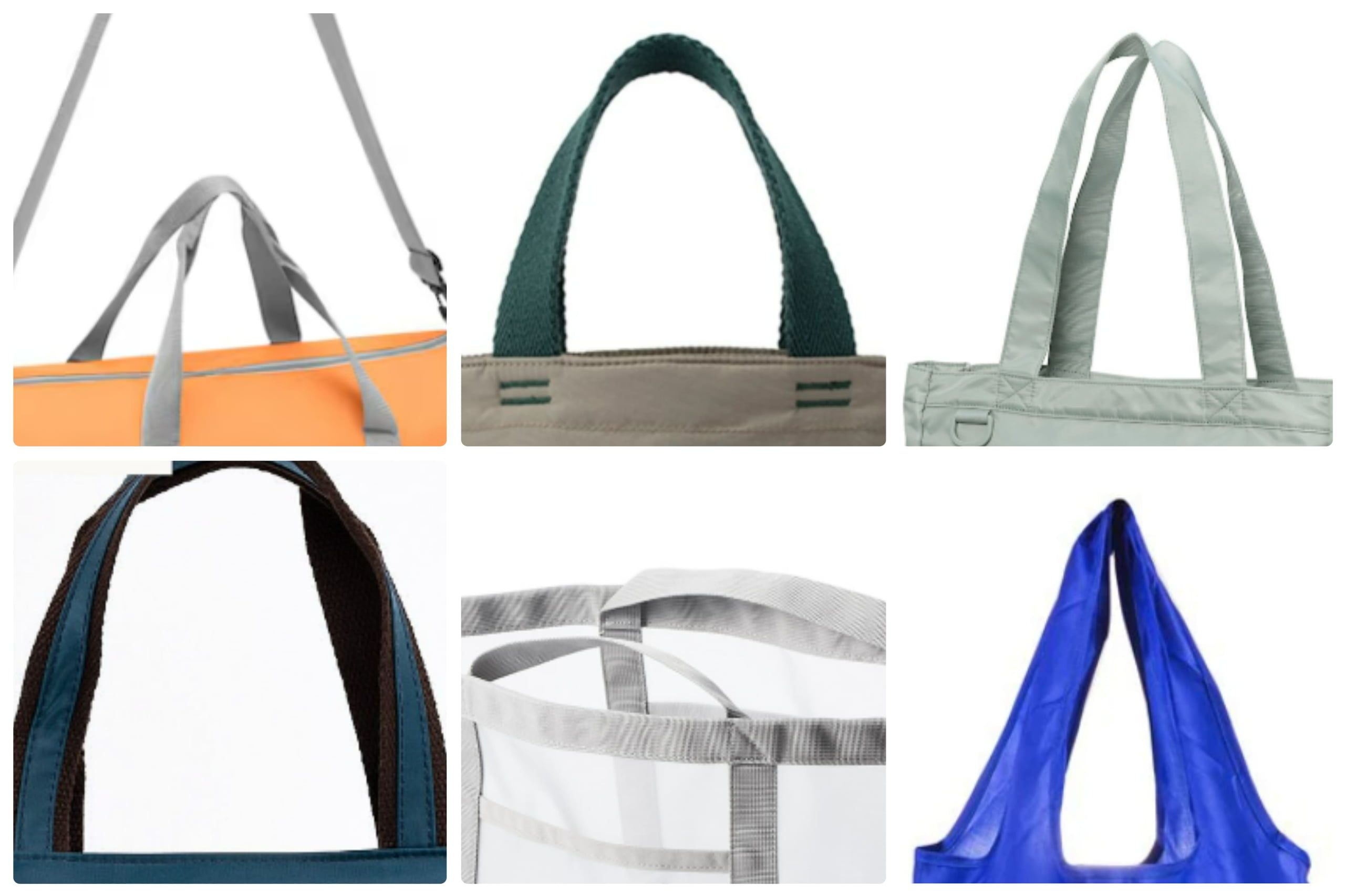 Various handle styles and reinforcement stitching on custom nylon bags