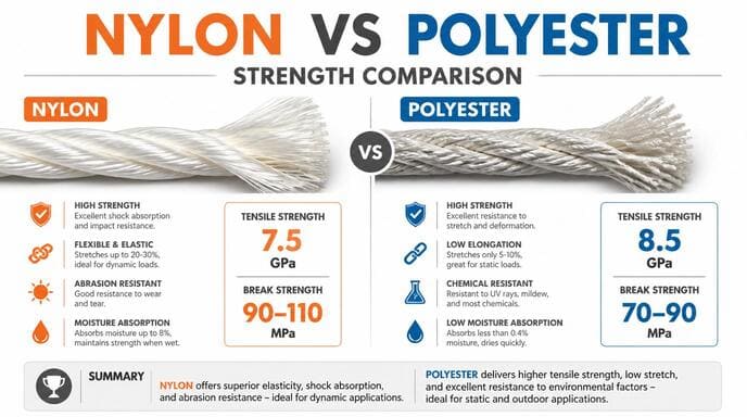 Nylon vs Polyester strength comparison chart