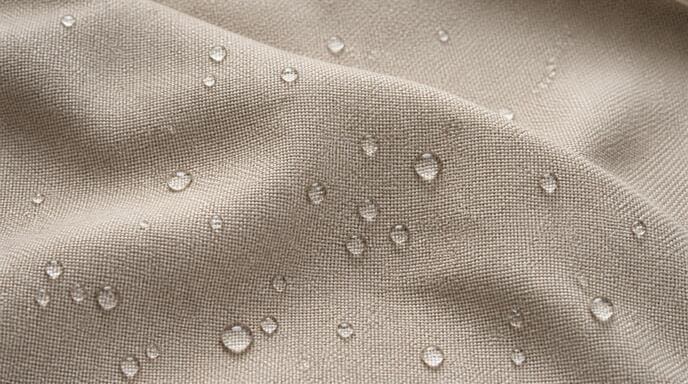 Water droplet beading on Polyester fabric