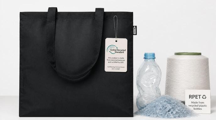 RPET recycling chain from PET bottles to eco bags