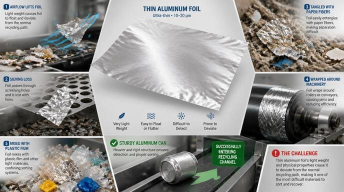 Thin aluminum foil recycling challenges