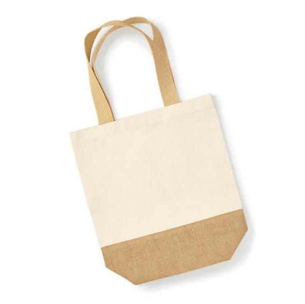 Two Toned Jute and Cotton Shopping Bag