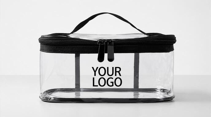 transparent PVC TSA toiletry bag with zipper and logo printing