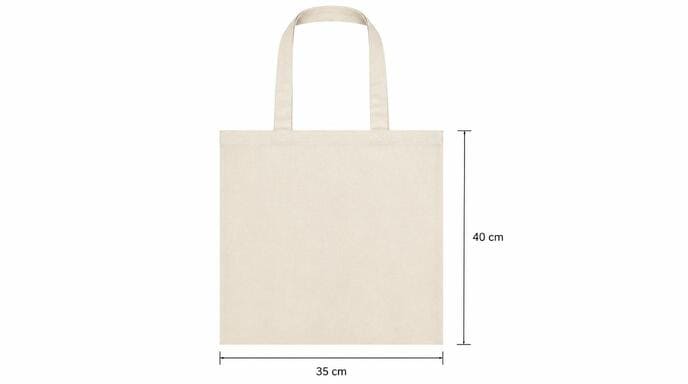 Flat custom tote bag width and height measurement