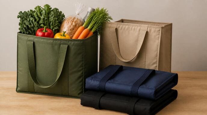Insulated reusable grocery bags for food shopping