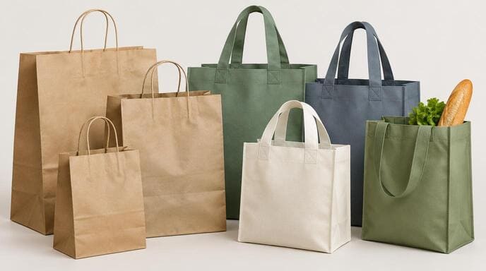 Paper and non-woven grocery bags