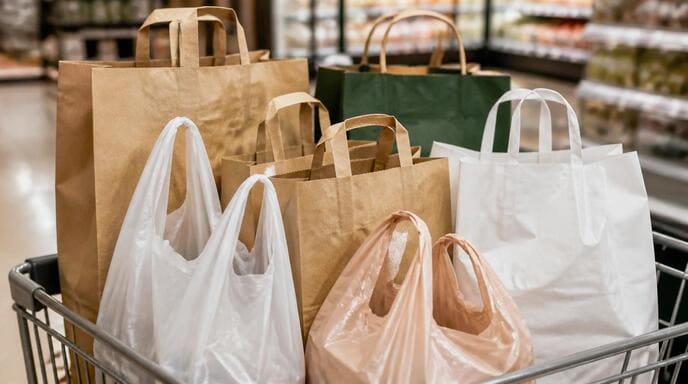 Supermarket and grocery store shopping bags